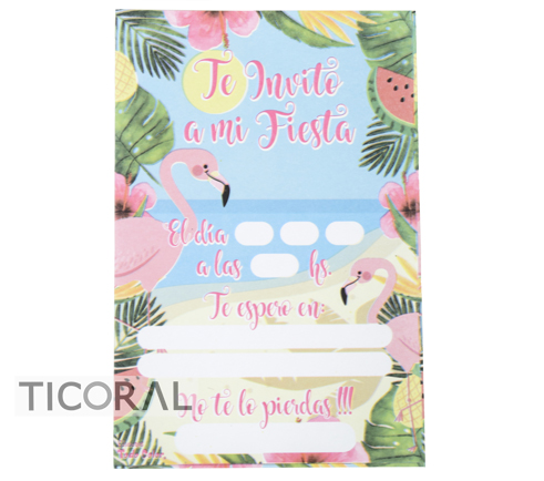 FLAMINGO INVITACION x 10